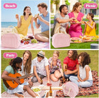 Lunch Bag For Women, Cooler Insulated Lunch Box For Travel Work Picnic College School Adult Large Capacity Lunch Bags, Pink Stripe