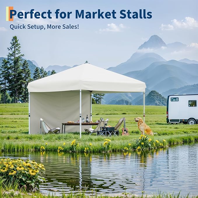 Garvee 10x10 Pop Up Canopy Tent, Heavy Duty Commercial Instant Shelter with One-Person Setup, UPF 50+ Waterproof, 100 Sq Ft Shade for Outdoor Events, Camping, Farmers Market