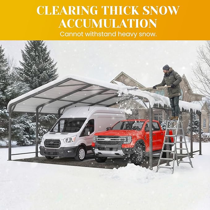20x20 FT Metal Carport for 2 Cars, Heavy Duty Canopy Carport with Updated Roof & Enhanced Base, Garage Vertaile for RV Car, Truck, Boat, Tractors, Party, Grey