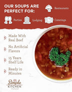 Simple Kitchen Vegetable Beef & Barley Soup Mix - 17 Servings for Family Meal Prep, Vegetarian, Gluten Free, Dehydrated & Freeze Dried Survival Food for Camping Meals & Hiking, Survival Kit, Pack of 4