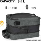 Tirrinia Expandable Insulated Lunch Bag for Men Women – Leakproof Reusable Cooler LunchBox for Kids & Adults with Shoulder Strap, Perfect for Work, School, Office, Travel,Charcoal