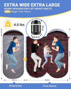 KingCamp Sleeping Bag for Adults, Cold Weather & Warm Extra Wide Big & Tall XL Portable Waterproof Flannel Sleeping Bags, Essentials Gear Accessories for Camping Backpacking Hiking Indoor & Outdoor