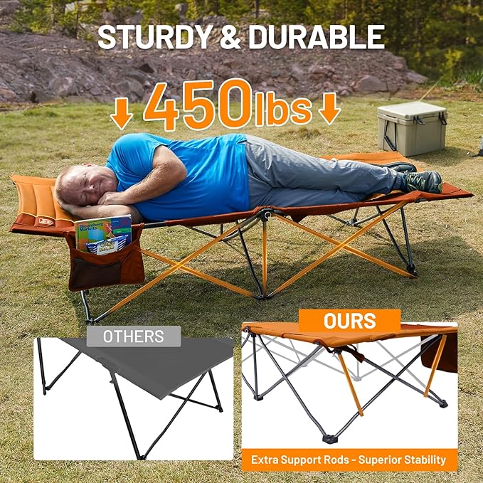 TIMBER RIDGE Extra Wide Heavy Duty Camping Cot for Adult, Easy Set Up Oversized Sleeping Cot with Carry Bag for Camping, Travel and Outdoors, Support up to 450lbs