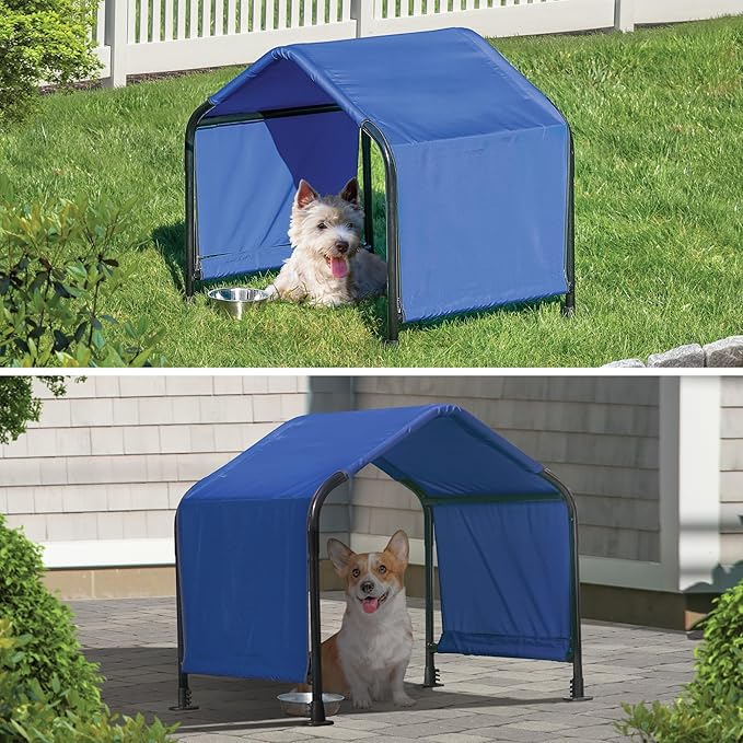 ShelterLogic 2.5' Outdoor Pet Shade, Versatile Pet Canopy Tent for Small-Breed Dogs, Cats, Small Animals and Livestock, Blue