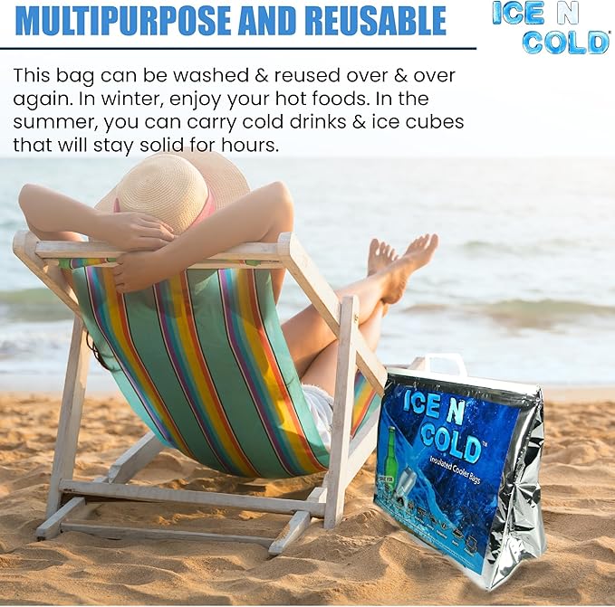 Insulated Picnic/Shopping Cooler Bags for Groceries, Camping, Hiking, Beach, Travel | Lightweight Soft Collapsible | Fast Same Day Shipping