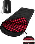 Sportneer Sleeping Bags for Adults, 0 Degree Sleeping Bag XL Flannel Winter Cold Weather Sleeping Bag with Detachable Hood Compression Sack for Camping, Backpacking, Hiking