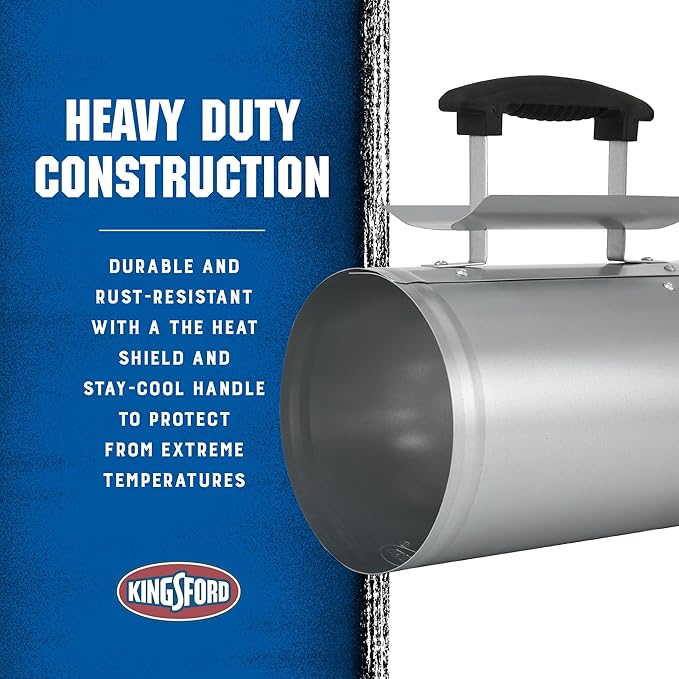 KINGSFORD Heavy Duty Deluxe Charcoal Chimney Starter, Large Capacity Zinc Steel BBQ Fire Starter with Heat Shield and Stay-Cool Handle, Vented Base Air Vents for Fast Even Lighting - 6 Pack
