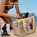 Odoland Soft Cooler Bag, Collapsible Leakproof Insulated Cooler Bag with Multi-Pocket Design, Portable Soft Side Cooler Backpack for Beach, Picnic, Camping, Travel and Daily Use for Women