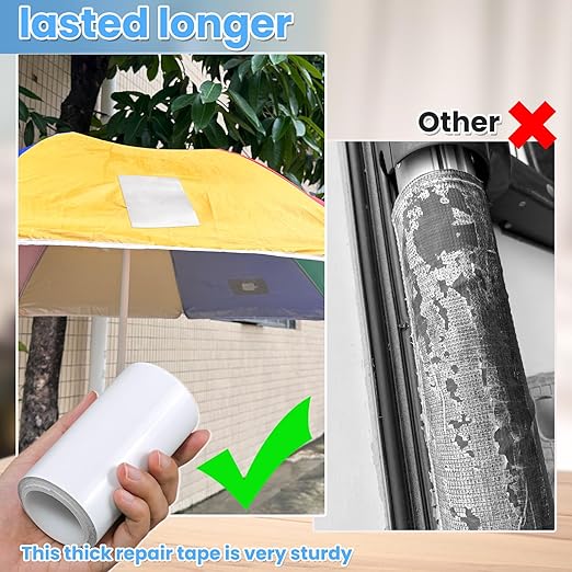 Waterproof Repair Tape for Fabric, Plastic, Awning, RV Underbelly, Tarp, Tent, Sail and Boat Cover Outdoor Repair Patch, Heavy Duty,4 Inch x 10FT White