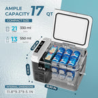 EUHOMY 12 Volt Refrigerator, 17 Quart (15L) Compressor Electric Cooler APP Control, Car Fridge 12/24V DC & 120-240V AC, Car Refrigerator -4℉~68℉, Portable Freezer for RV, Travel, Camping