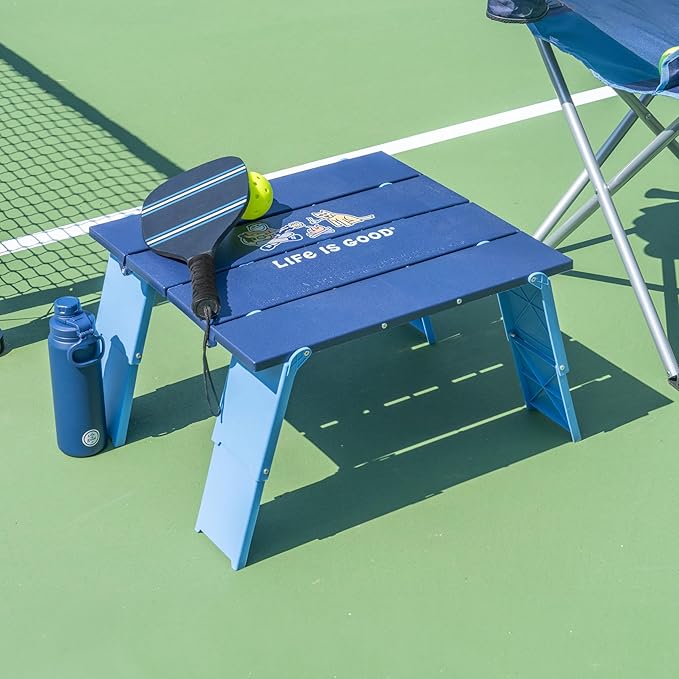 Life is Good Family Portable Outdoor Folding Table with Adjustable Height and Carry Bag for Beach, Camping, 30lb Weight Capacity, 22" x 20" x 16"