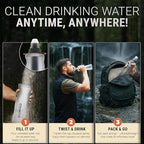 Water Filter Camping – Bachgold Foldable Squeeze Portable Water Filter for Hiking, Backpacking & Emergency Use | Ultralight Outdoor Filtration Bottle, Swiss Design