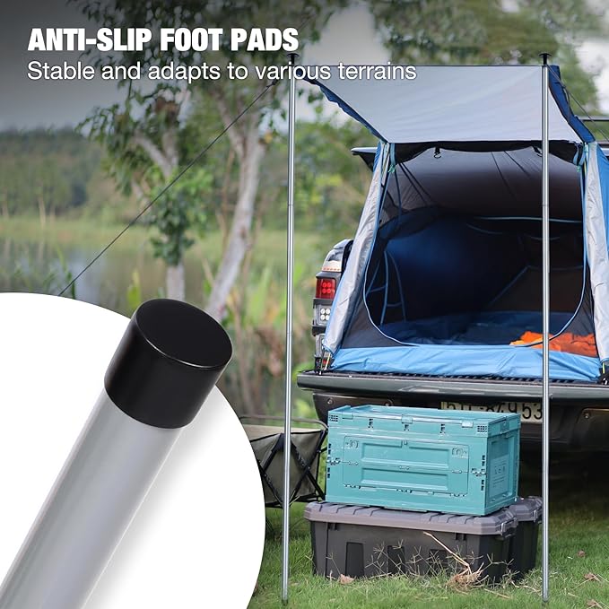 REDCAMP Heavy Duty 82in Adjustable Tent Poles Set of 4, Portable Telescoping Iron Thickened Camping Tarp Poles for Canopy, Rain Awning, Shelter, Backpacking Hiking, 4 Sections