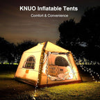 2025 Upgraded Waterproof Inflatable Camping Tent, Large Blow-Up Air Tent, No Assembly Needed Luxury Glamping House, Oxford Fabric