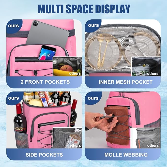 Backpack Cooler Insulated Leak Proof for Men Wowen 36 Cans Soft Cooler Backpack Insulated Waterproof Large Capacity Coolers Bag Portable for Lunch Camping Travel Picnic Hiking