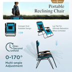 Sophia & William Oversized XXL Zero Gravity Chair Set of 2 Padded Adjustable Folding Reclining Lounge Chair Outdoor Gravity Chair with Wide Armrest and Cup Holder, Support 400 LBS, Aqua
