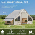 Inflatable Tents for Camping with Stove Jack, 2/4/6/8 Person Easy Setup Blow Up Tents for 4 Seasons Waterproof Inflatable Camping Tent with Awning, Air House Glamping Tents for Camping Adult