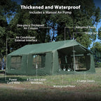 Oxford Inflatable Tent for Camping with Hand Pump, 4 Season Glamping Tents with Stove Jack for 8-12 Person, Waterproof Outdoor Party Camping Festival
