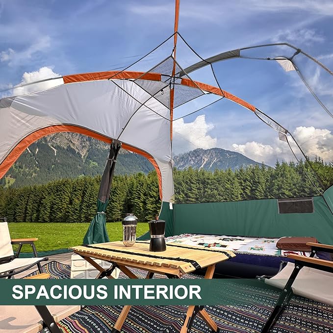 CAMPROS CP Upgraded 6/8 Person Camping Tents, Waterproof Windproof Family Tent with Larger Mesh Windows & Door, Double Layer, Easy Set Up, All-Season Dome Tent with Top Rainfly & Carry Bag