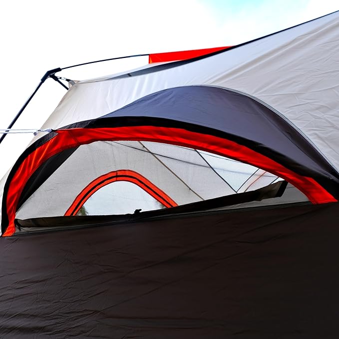 KTT Extra Large Tent 10-12-14 Person(B),Family Cabin Tents,2 Rooms,3 Doors and 3 Windows with Mesh,Straight Wall,Waterproof,Double Layer,Big Tent for Outdoor,Picnic,Camping,Family Gathering