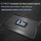Criditpid Flat Griddle Top Plate Replacement Parts for Gas Stove, Charcoal, Electric, Propane, Gas Grill, 16” x 24” 2-in-1 Reversible Pre-Seasoned Cast Iron Cooking Griddle for Camping Tailgating.