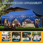 Hoteel 10x30 Pop Up Canopy Tent Heavy Duty with 8 Sidewalls, Waterproof Party Tent, Easy Set-up Commercial Instant Tents with Hand Bag, Rope & Nail, Hexagonal Leg (1-Year Warranty)