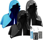 Cooling Hoodie Towel: Cooling Towels for Neck and Face Sun Protection Instant Cool for Hot Weather Hiking Camping Running Golf Gardening Fishing Music Festivals Theme Parks Beach - 3 Packs