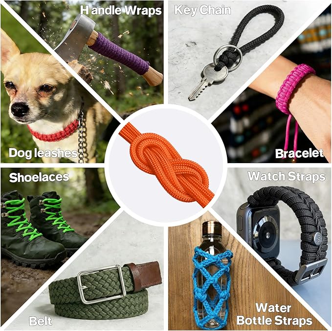 Paracord Rope 750 - Parachute para Cord 4mm 11 Strand Spool Rope Utility Nylon String for Outdoor Camping Survival Utility Tent Crafting DIY Projects - Orange 100ft