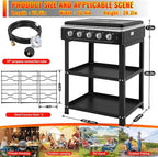 5 Burner Propane Gas Stove,400000BTU Portable Gas Stove with Support Leg Stand and Wind Blocking Cover Adapter Auto Ignition Camping Stove,propane burner for RV, Apartment, Outdoor Cooking