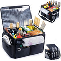 Large Grill Caddy with Lid – BBQ Organizer for Camping, Tailgating, RV, Boating – Grilling Gifts for Men – Collapsible Griddle Tote Bag with Shoulder Strap – Outdoor Essentials
