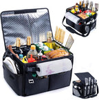 Large Grill Caddy with Lid – BBQ Organizer for Camping, Tailgating, RV, Boating – Grilling Gifts for Men – Collapsible Griddle Tote Bag with Shoulder Strap – Outdoor Essentials