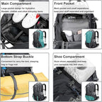 G4Free 50L Hiking Backpack Waterproof Daypack Outdoor Camping Climbing Backpack with Rain Cover for Men Women(Dark Grey)