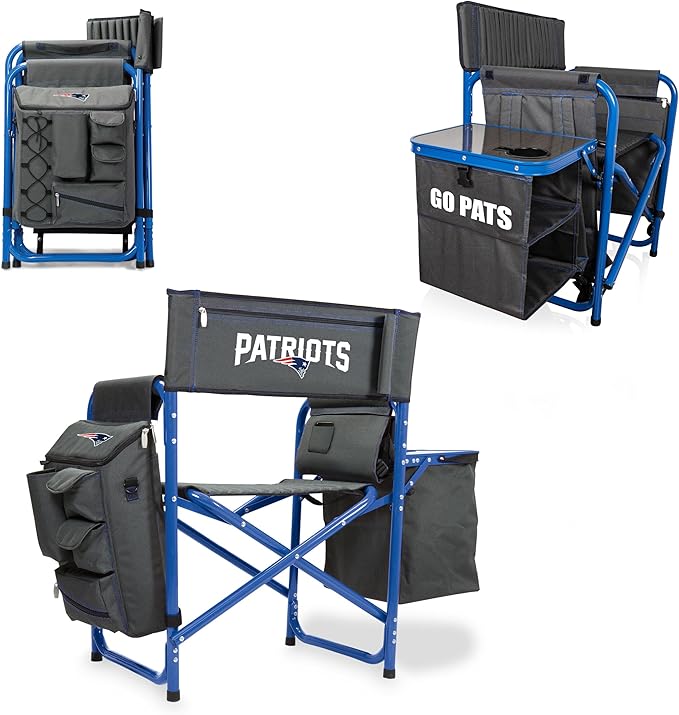Picnic TIME NFL Unisex-Adult NFL Fusion Camping Chair with Side Table and Soft Cooler, Beach Chair for Adults, Lawn Chair