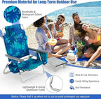 Tangkula Backpack Beach Chair with Table, 5-Position Lay Flat Beach Chairs with Cooler Bag, 2 Cup Holders, Towel Bar, Lightweight Low Folding Beach Chair with Backpack Straps
