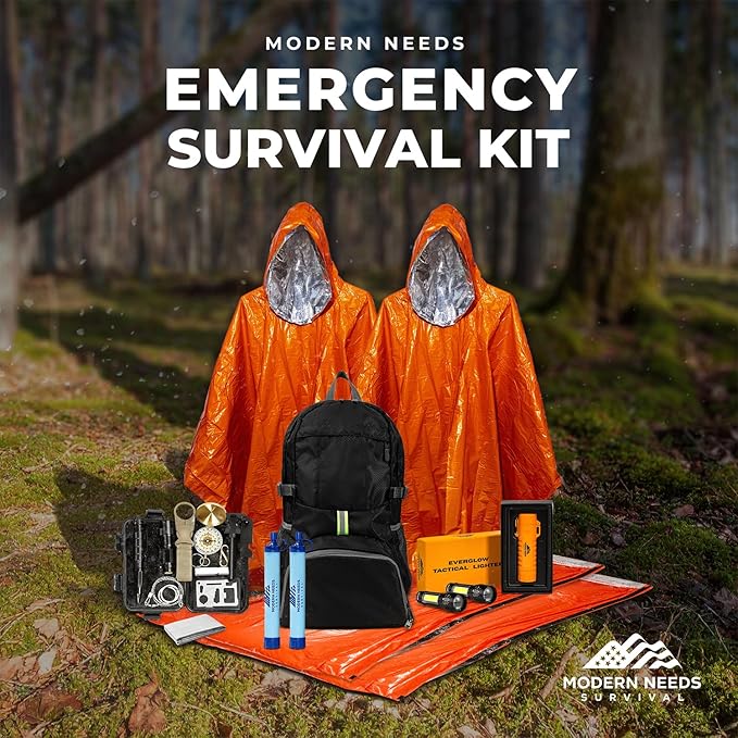 Emergency Survival Kit | Outdoor Tactical First Aid Kit | Tactical Gear for Hydration, Warmth & Shelter | NASA-Engineered Heat Retention | Camping Fishing Hunting Hiking | Gift or Men Women