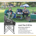 ARROWHEAD OUTDOOR Portable Folding Double Duo Camping Chair Loveseat w/ 2 Cup & Wine Glass Holder, Carrying Bag, Supports up to 500lbs