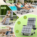 Suteck Zero Gravity Chair, Reclining Camping Lounge Chair w/Removable Cushion, Upgraded Lock and Cup Holder, Reclining Patio Chairs Folding Recliner for Indoor and Outdoor