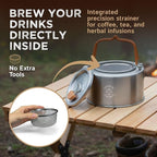 Living in a Bubble Premium 1L Camping Kettle with Strainer – Chef-Grade Stainless Steel – Compact Outdoor Cookware for Camping, Van Life, & Tiny Kitchens