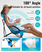 KingCamp Low Beach Chairs, Folding Portable Chair for Adults Lightweight Extra Wide Seat 300lbs Heavy Duty Oversized Backpack, Carry Bag for Camping