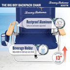 Tommy Bahama Wide Seat Big Boy 4-Position Folding 13" High Seat Backpack Beach or Camping Chair, Navy