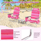 Goplus Beach Chair, Folding Backpack Beach Chairs for Adults with 5 Positions, Head Pillow, Cooler Bag, Towel Bar, Cup Holders, Sunbath Sling Tanning Lounge, Foldable Layout Camping Chairs