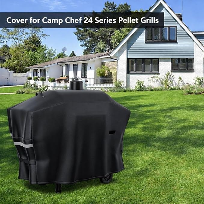 Grill Cover for Camp Chef 24 Pellet Grills, SmokePro DLX, Woodwind 24, DLX 24, SmokePro 24, PG24MZG, PG24SG, PG24, PG24LS, PG24S, PG24SE, Waterproof 600D Anti-Fade Full Length Smoker Cover