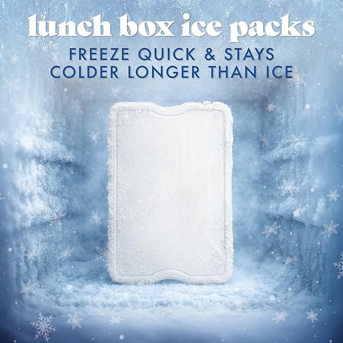 Cool Coolers by Fit & Fresh XL Slim Ice Packs, Quick Freeze Reusable Ice Packs for Lunch Boxes & Coolers, Long-Lasting, Space Saving Cooler Ice Packs, Multicolor, 4Pk