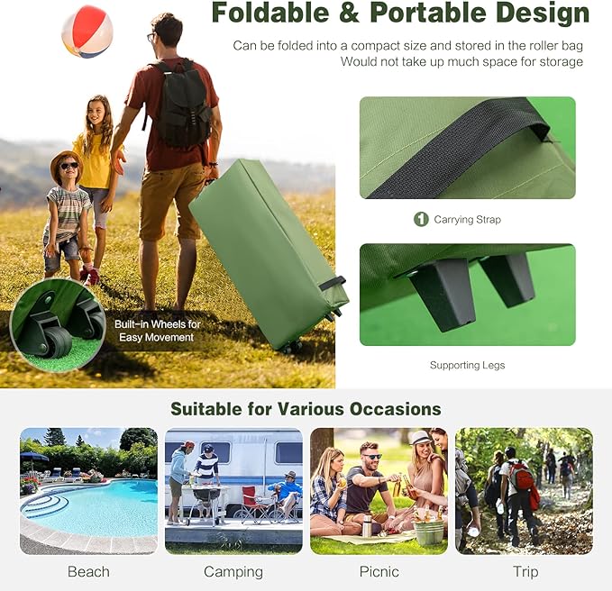 Goplus Camping Tent Cot, 5-in-1 Folding Camping Bed with Awning, Air Mattress, Sleeping Bag, Bedspread, Off Ground Elevated 1-2 Person Cot Tent with Carrying Bag, Air Pump for Camping Picnic Outdoor