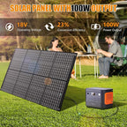 100W Portable Solar Panel, Foldable Monocrystalline Solar Charger with 18V DC & USB Outputs, IP65 Waterproof Folding Solar Panels for Portable Power Station, Camping, RV, Off-Grid, Hiking