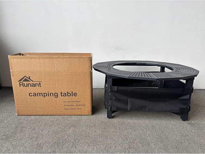 Camping Furnitur 37 Inch Fire Pit Surround Tabletop for Solo Stove Bonfire Ranger 2.0, Circular Safety Protection, Equipped with a Safety Support Frame to Prevent Direct Contact with the Ground