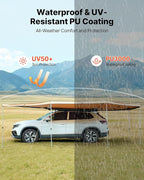 VEVOR 270 Degree Awning with Bulit-in LED Lights, 133 sq.ft Driver Side Vehicle Awning, Waterproof UV50+ Car Side Awnings, All-Weather Free-Standing Overland Awnings Car Shelter for SUV Truck Camping
