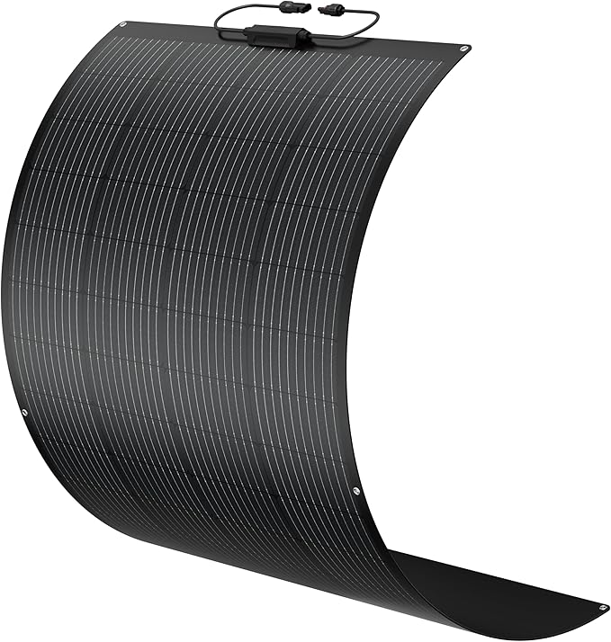 BougeRV Arch 200 Watts Fiberglass Flexible Solar Panel 23% High-Efficiency, 270° Lightweight, Portable Bendable 12 Volts 10BB Mono Cell for RV Camping Home Boat Marine Curve Surface Black