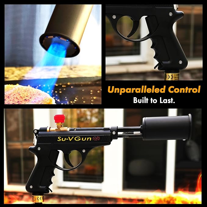 Grillblazer Su-VGun Propane Torch with Hose – High Power 240,000+ BTU Flame Thrower Gun for Instant, Steak Searing, Charcoal Ignition, Backyard BBQ, Campfire, Outdoor Cooking – Handheld Blowtorch