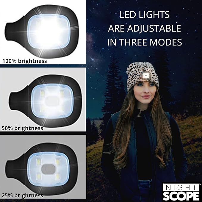 Classic Rechargeable LED Warm Knit Beanie Head Light Hat Headlamp for Outdoor Activities